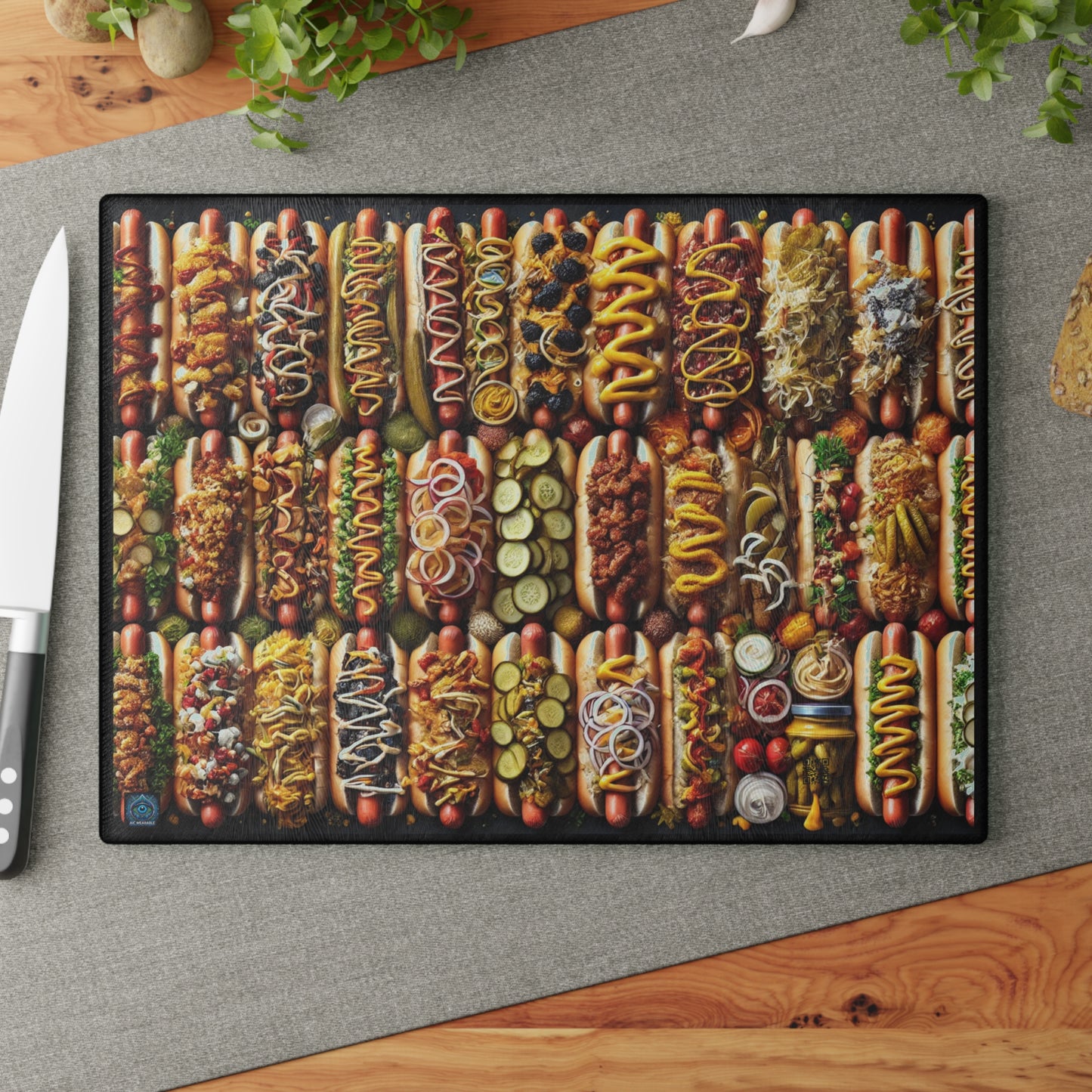 "Gourmet Hot Dog Extravaganza - Cutting Board"