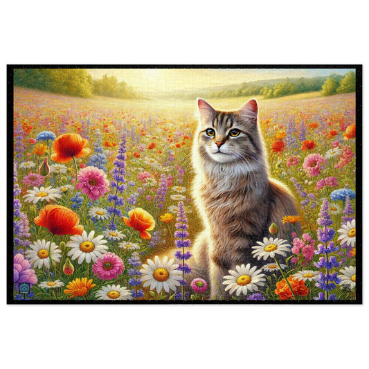 "Sunlit Meadow Cat - 1000 Piece Puzzle"