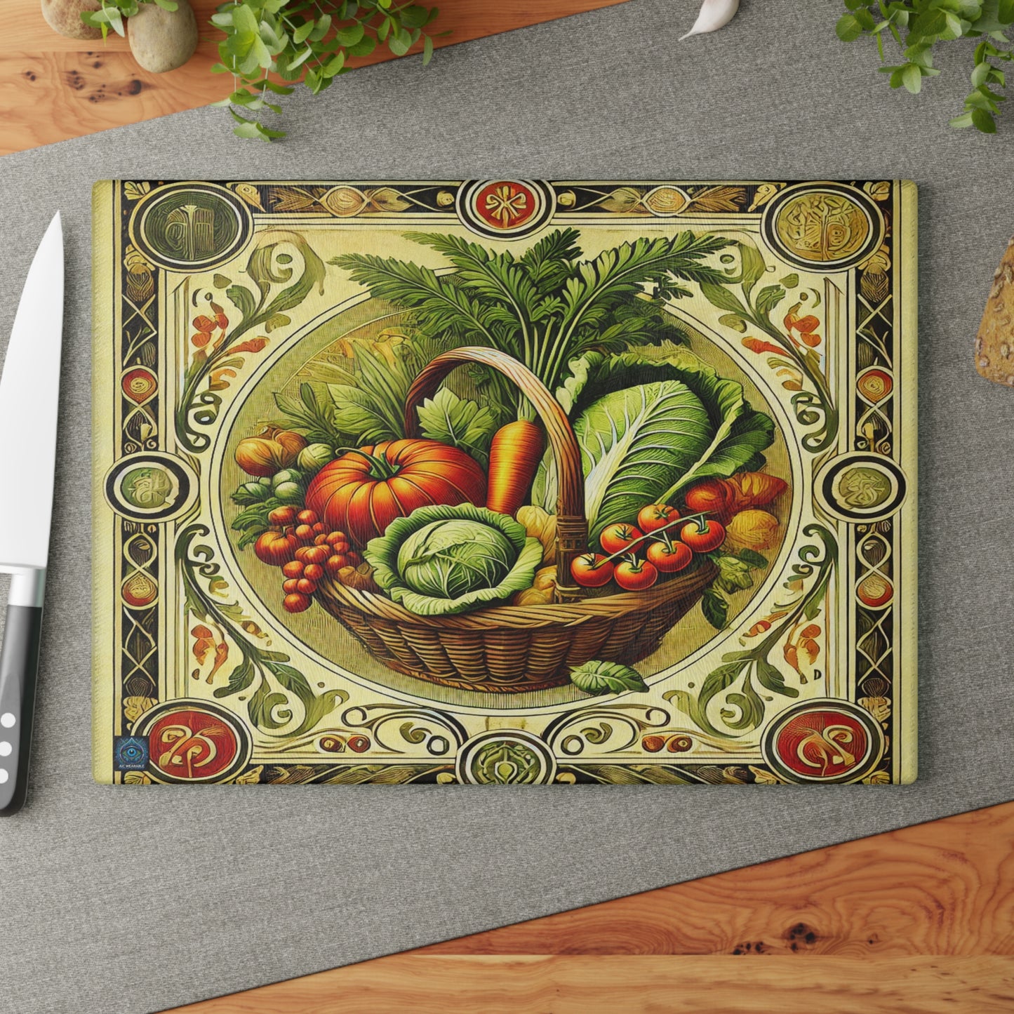 "Harvest Elegance Glass Cutting Board – Limited Edition"