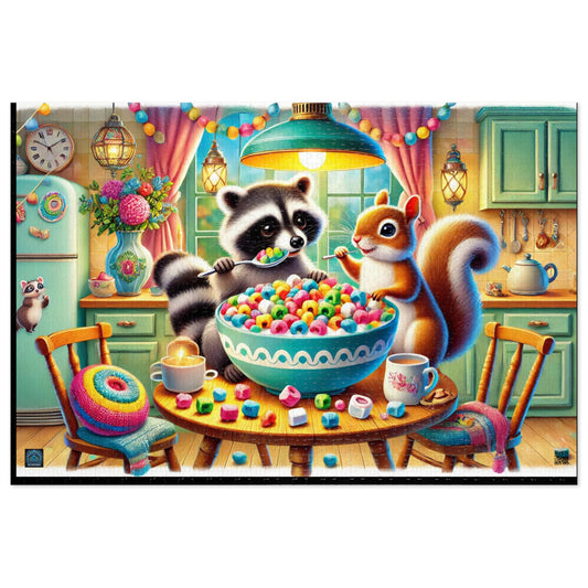 "Raccoon & Squirrel Cozy Breakfast - 1000 Piece Puzzle"