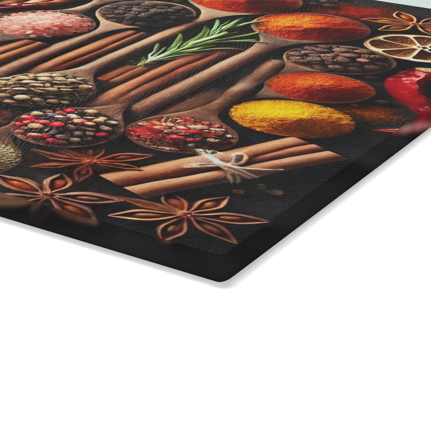 "Artisan Spice Harmony Glass Cutting Board – Limited Edition"