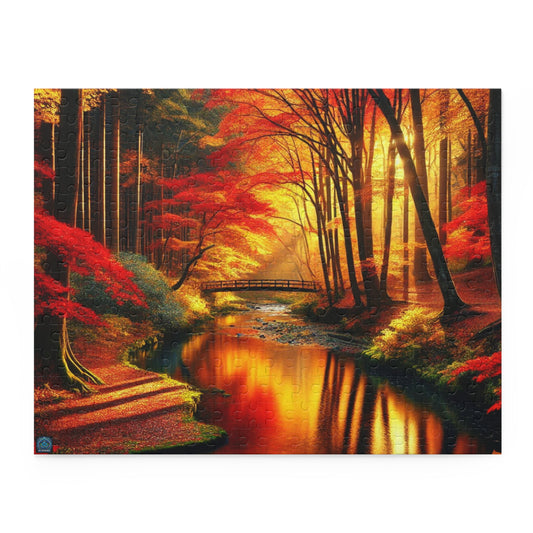 "Golden Bridge Over Autumn Stream - Limited Edition Puzzle"