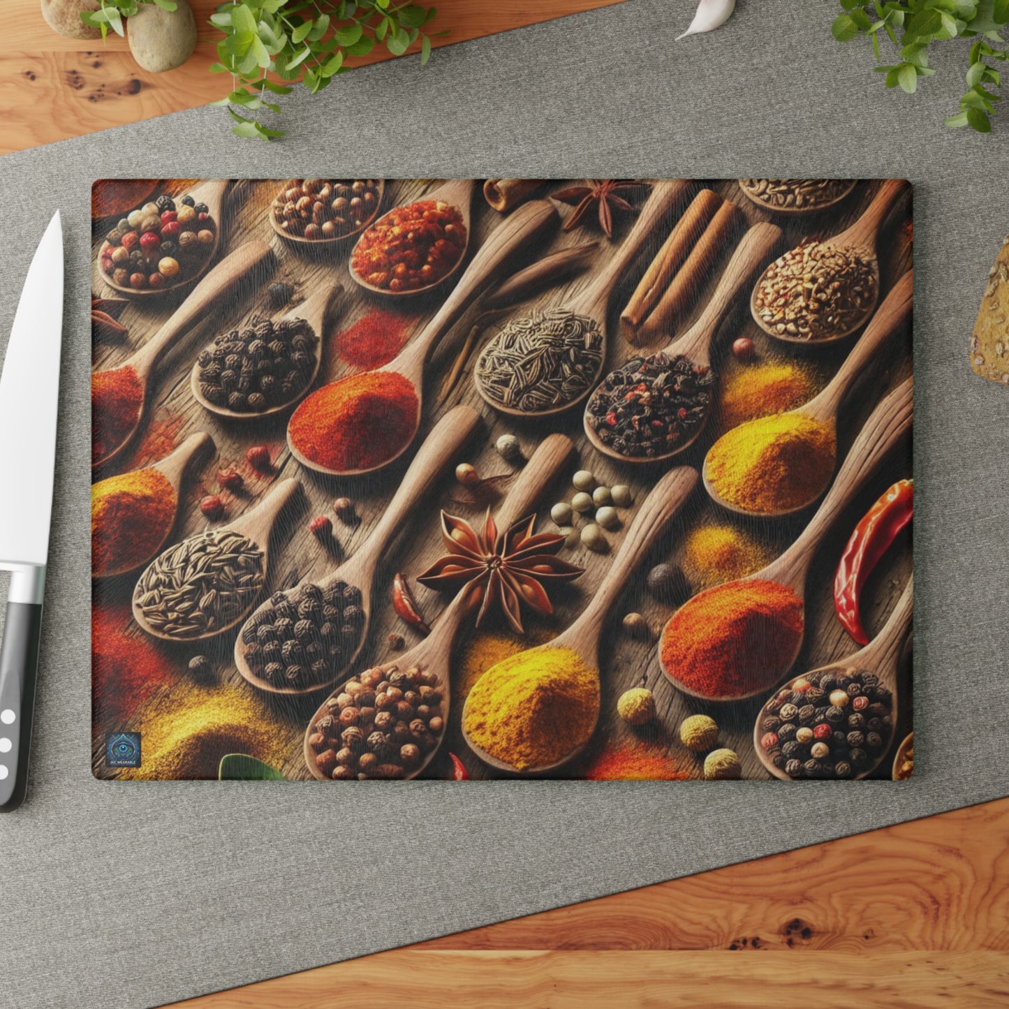 "Spice Symphony Glass Cutting Board – Limited Edition"