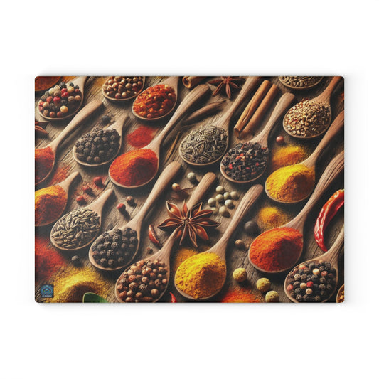 "Spice Symphony Glass Cutting Board – Limited Edition"