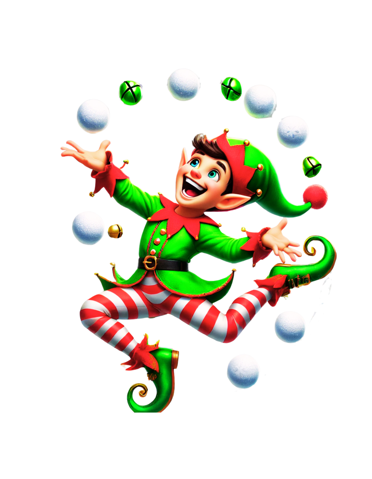 "Jolly Juggler Elf T-Shirt – Whimsical Holiday Delight"