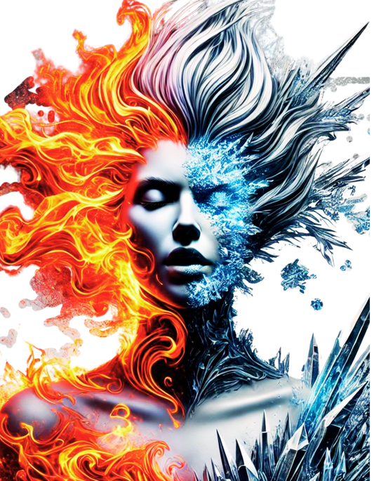 "Fire and Ice – Bold Elemental Fusion T-Shirt"