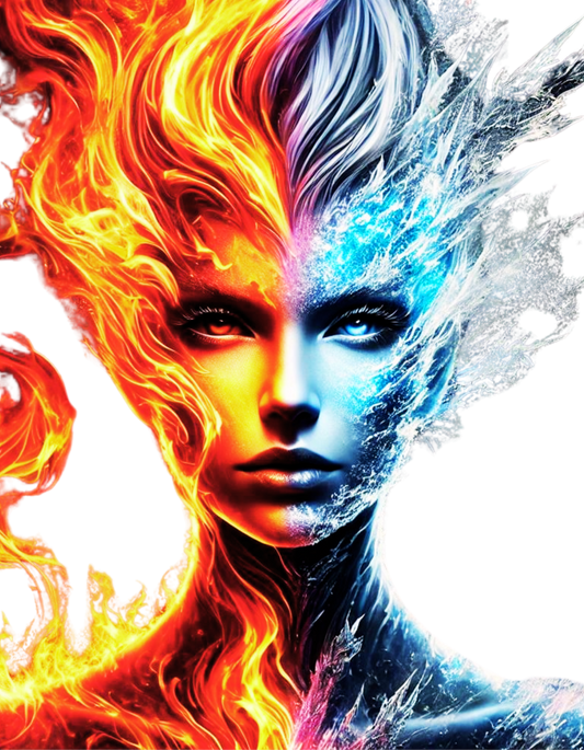 "Fire and Ice – Elemental Contrast T-Shirt"