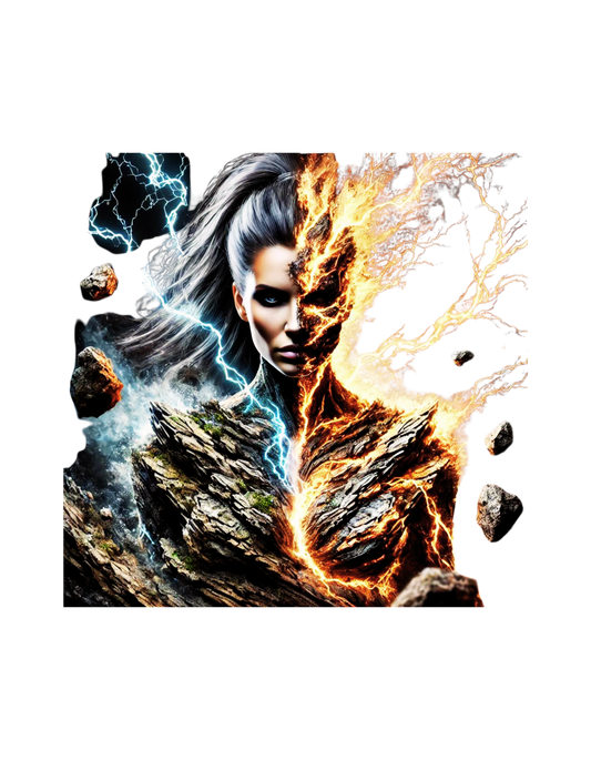 "Elemental Fury – Lightning and Lava Power T-Shirt"