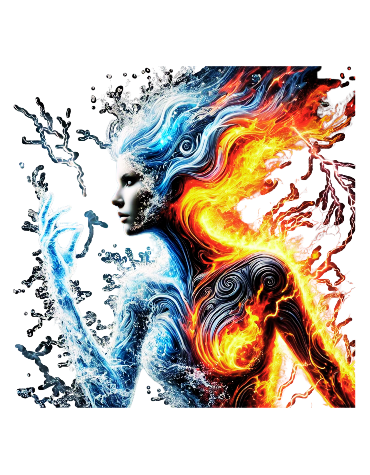 "Elemental Fusion - Fire & Water Warrior T-Shirt"