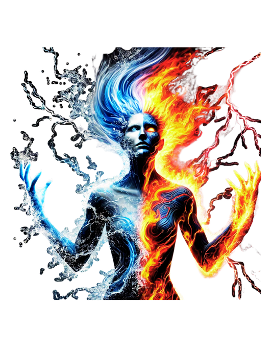 "Fury of the Elements - Fire & Water Power T-Shirt"