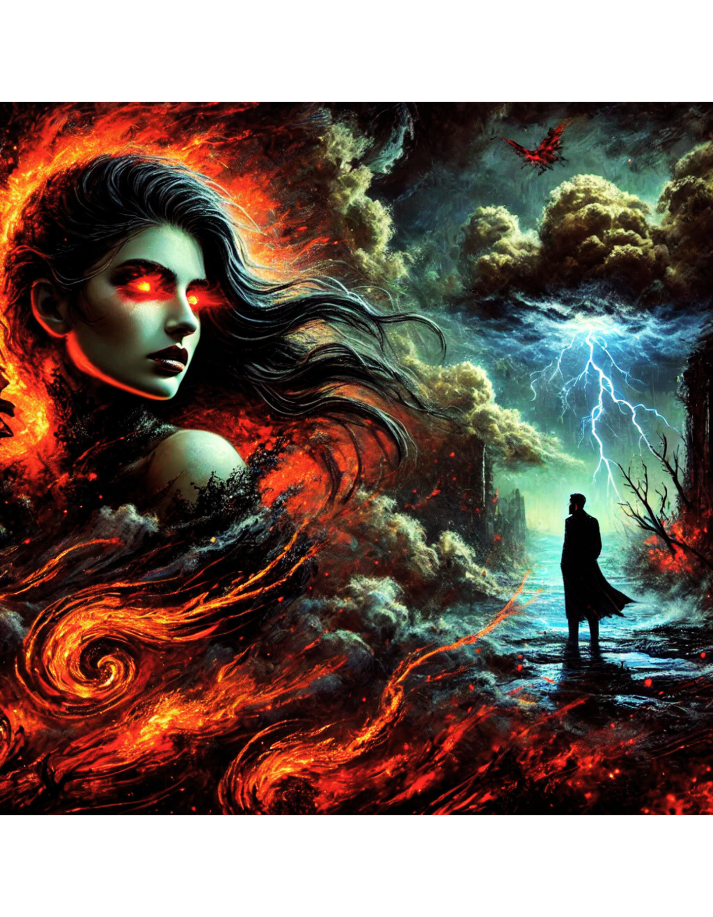 "The Fiery Gaze - Dark Fantasy T-Shirt"