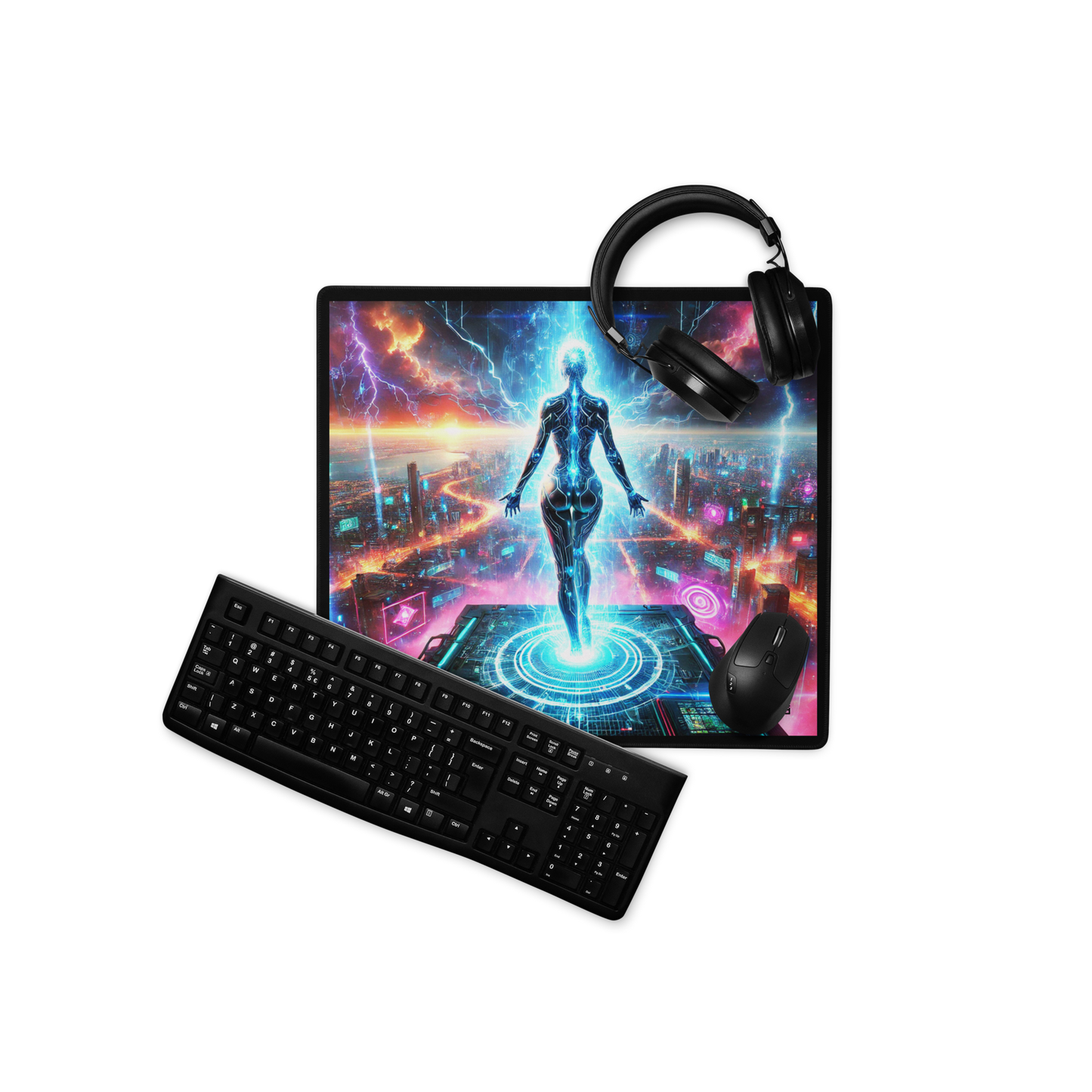 "Futuristic Cyber City Gaming Mouse Pad"