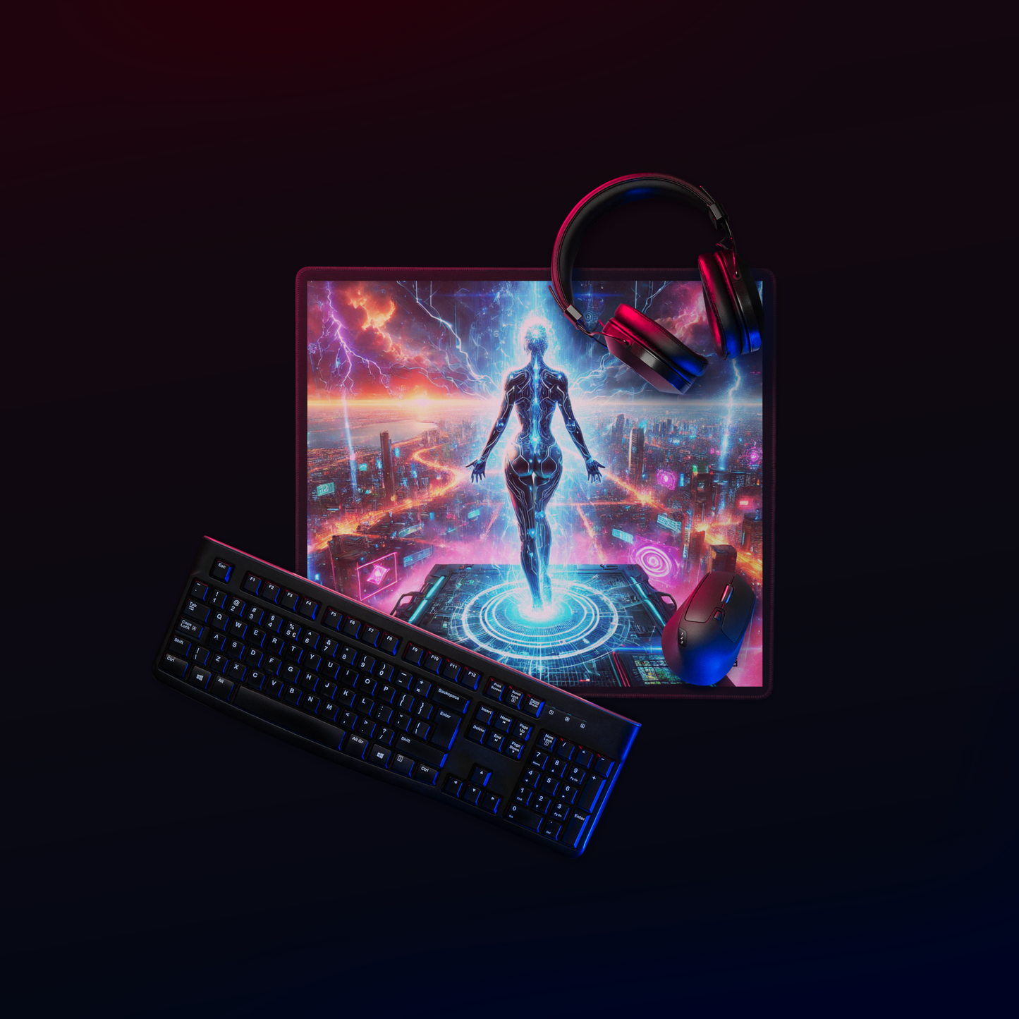 "Futuristic Cyber City Gaming Mouse Pad"