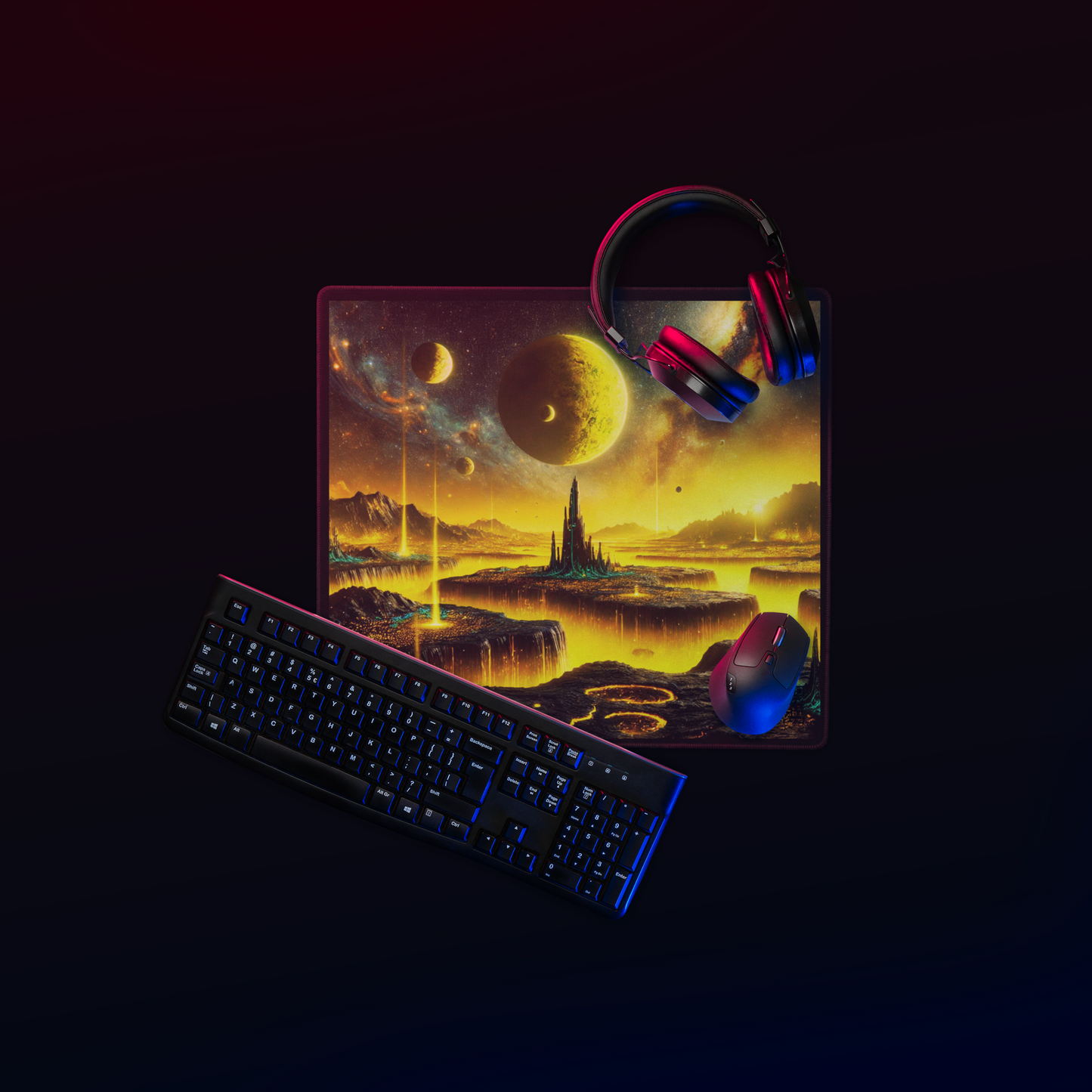 "Golden Planetary Dawn - Limited Edition Mouse Pad"