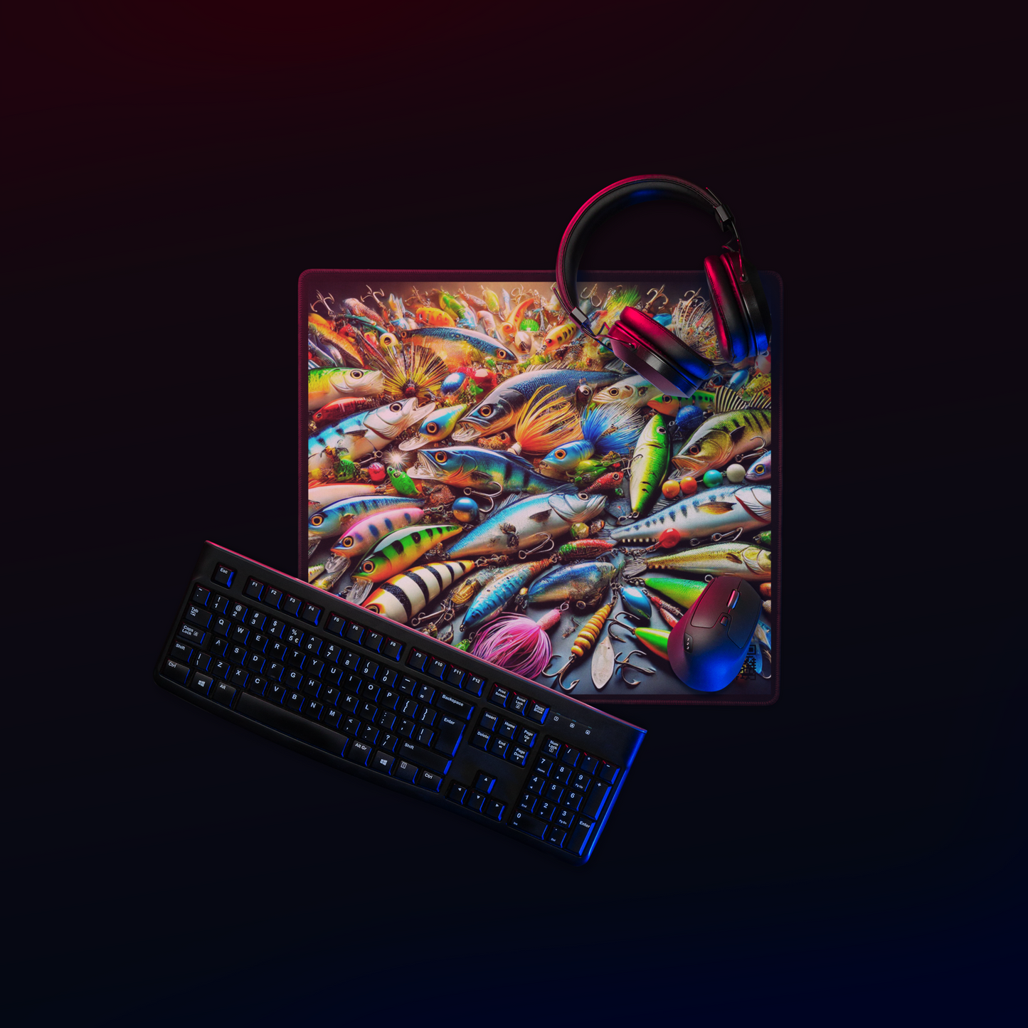 "Vibrant Fishing Lures Collection - Gaming Mouse Pad"