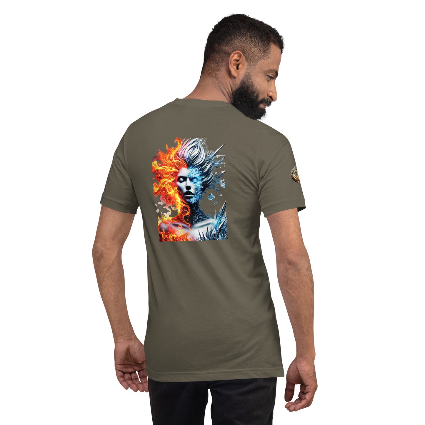 "Fire and Ice – Bold Elemental Fusion T-Shirt"