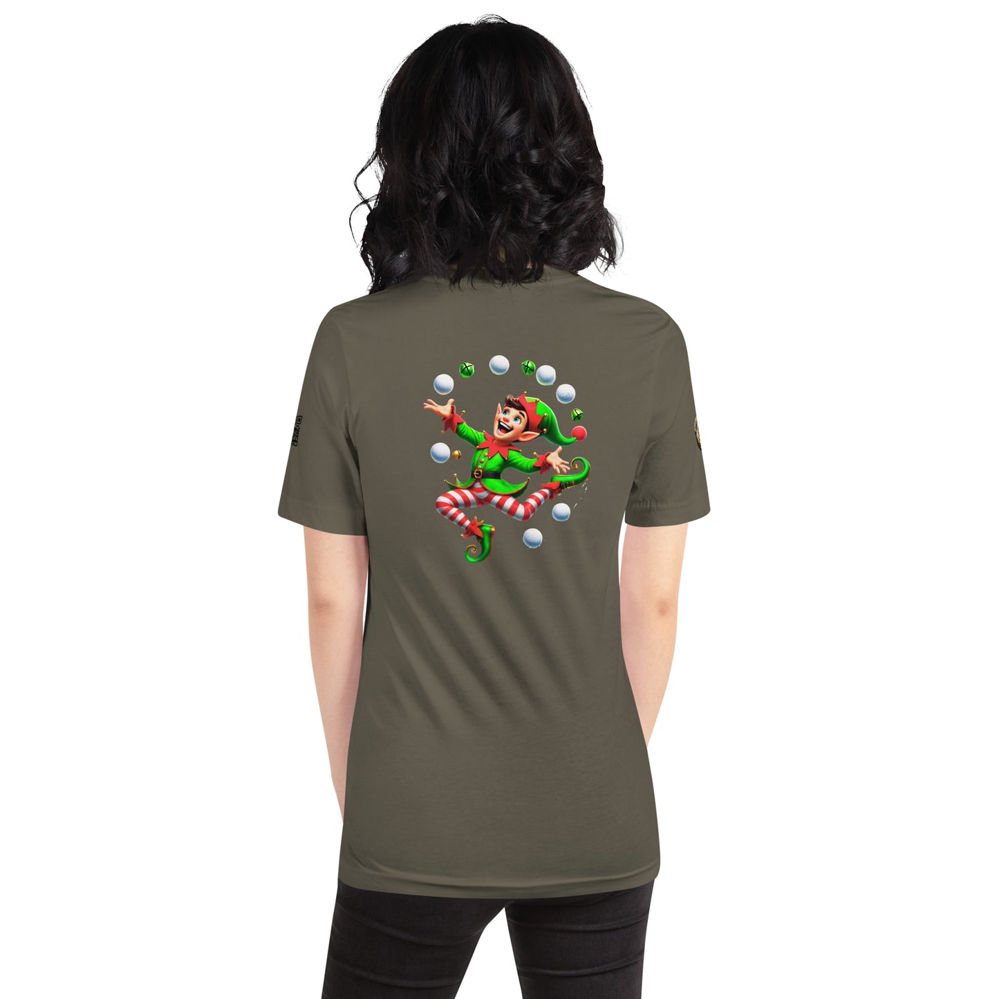 "Jolly Juggler Elf T-Shirt – Whimsical Holiday Delight"