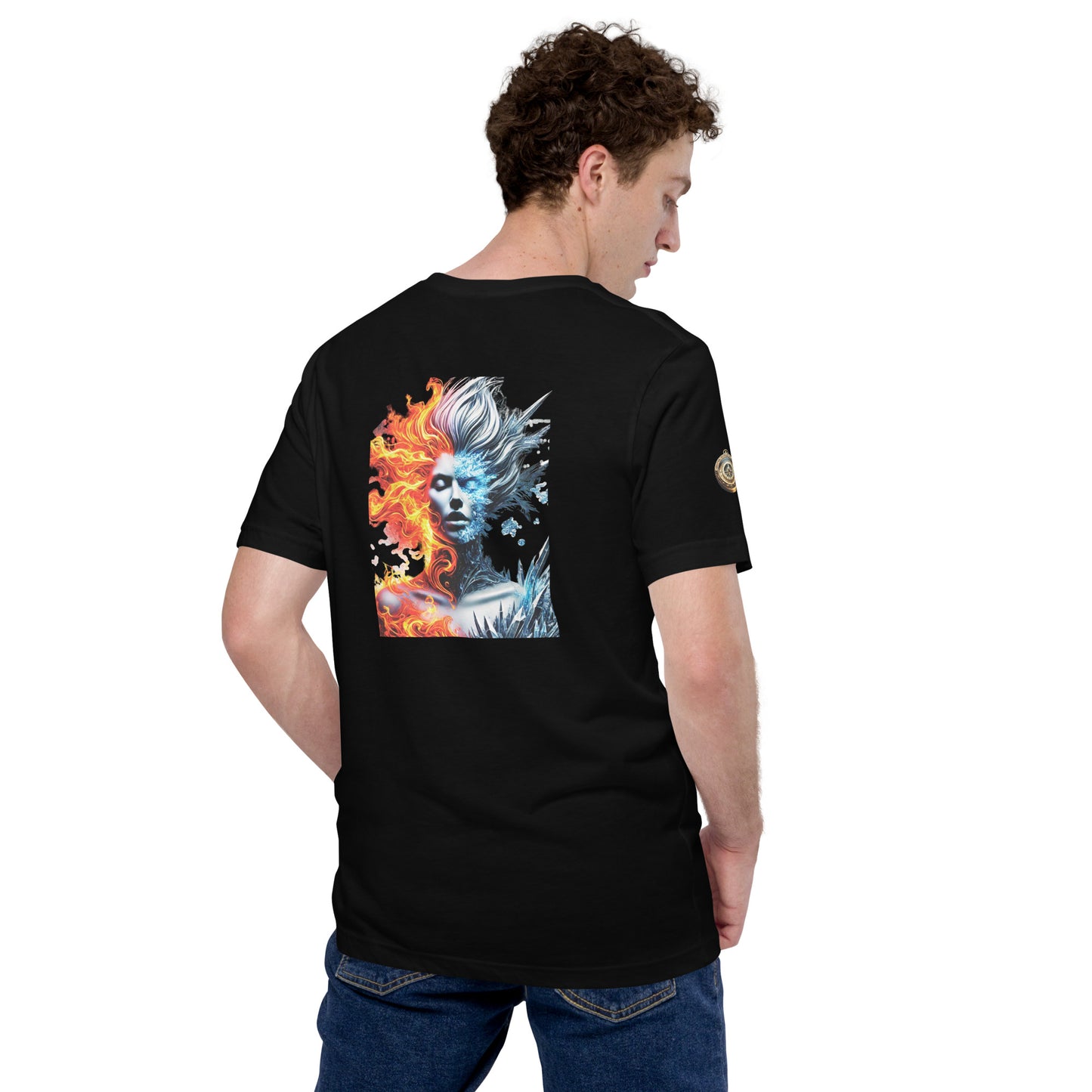 "Fire and Ice – Bold Elemental Fusion T-Shirt"