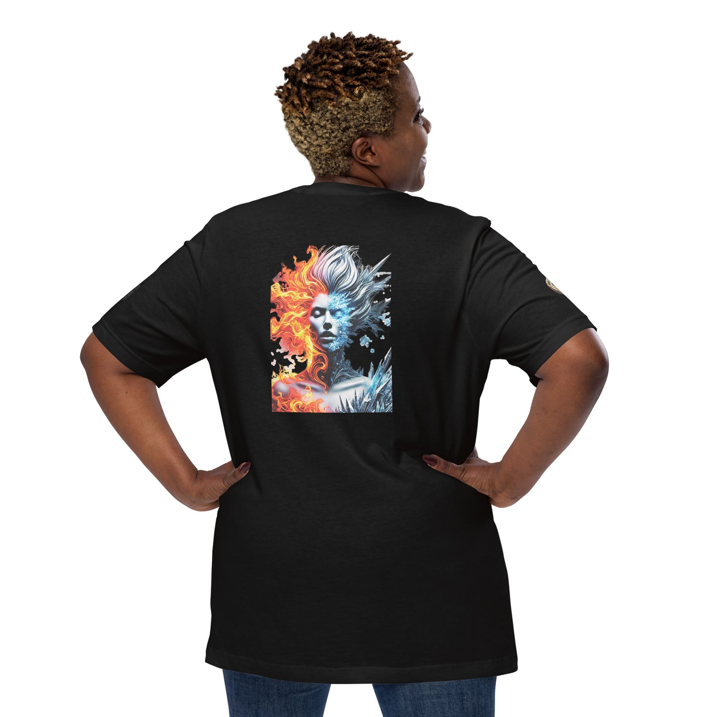 "Fire and Ice – Bold Elemental Fusion T-Shirt"