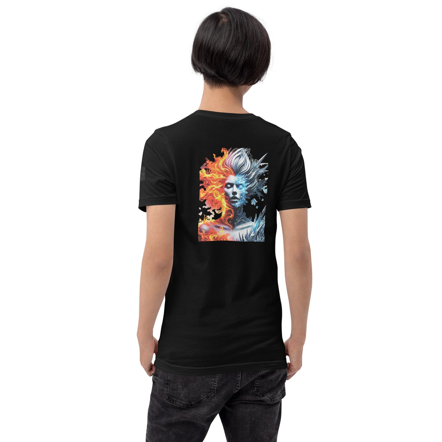 "Fire and Ice – Bold Elemental Fusion T-Shirt"