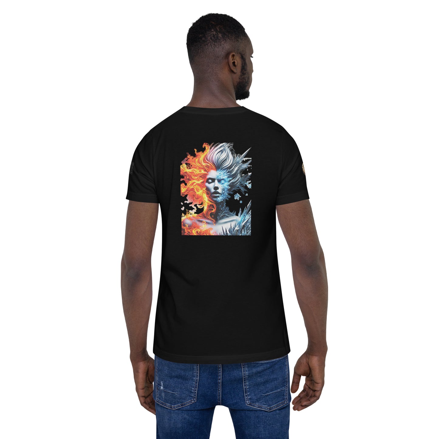 "Fire and Ice – Bold Elemental Fusion T-Shirt"