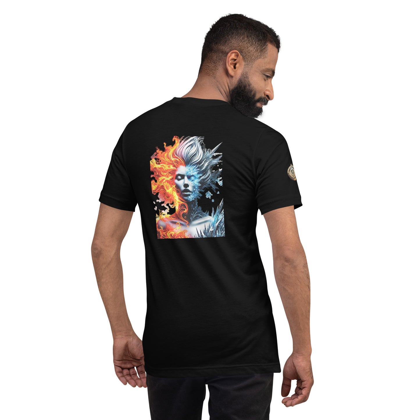 "Fire and Ice – Bold Elemental Fusion T-Shirt"