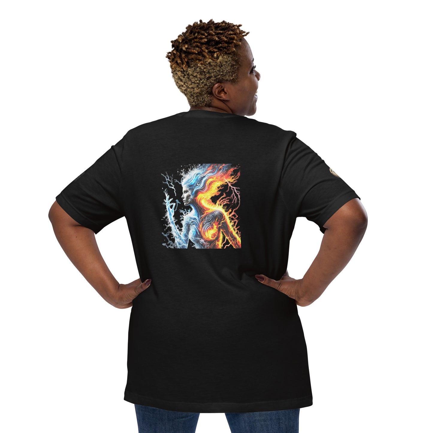 "Elemental Fusion - Fire & Water Warrior T-Shirt"