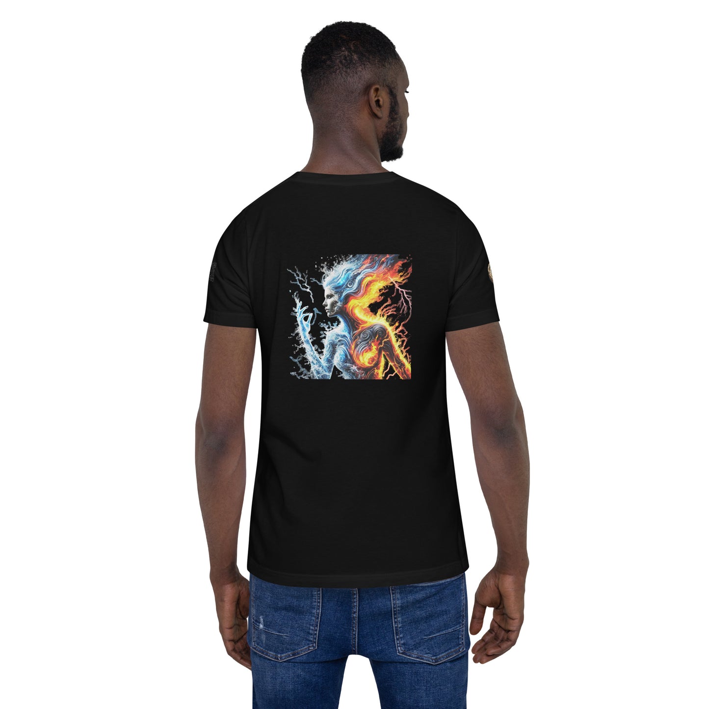 "Elemental Fusion - Fire & Water Warrior T-Shirt"