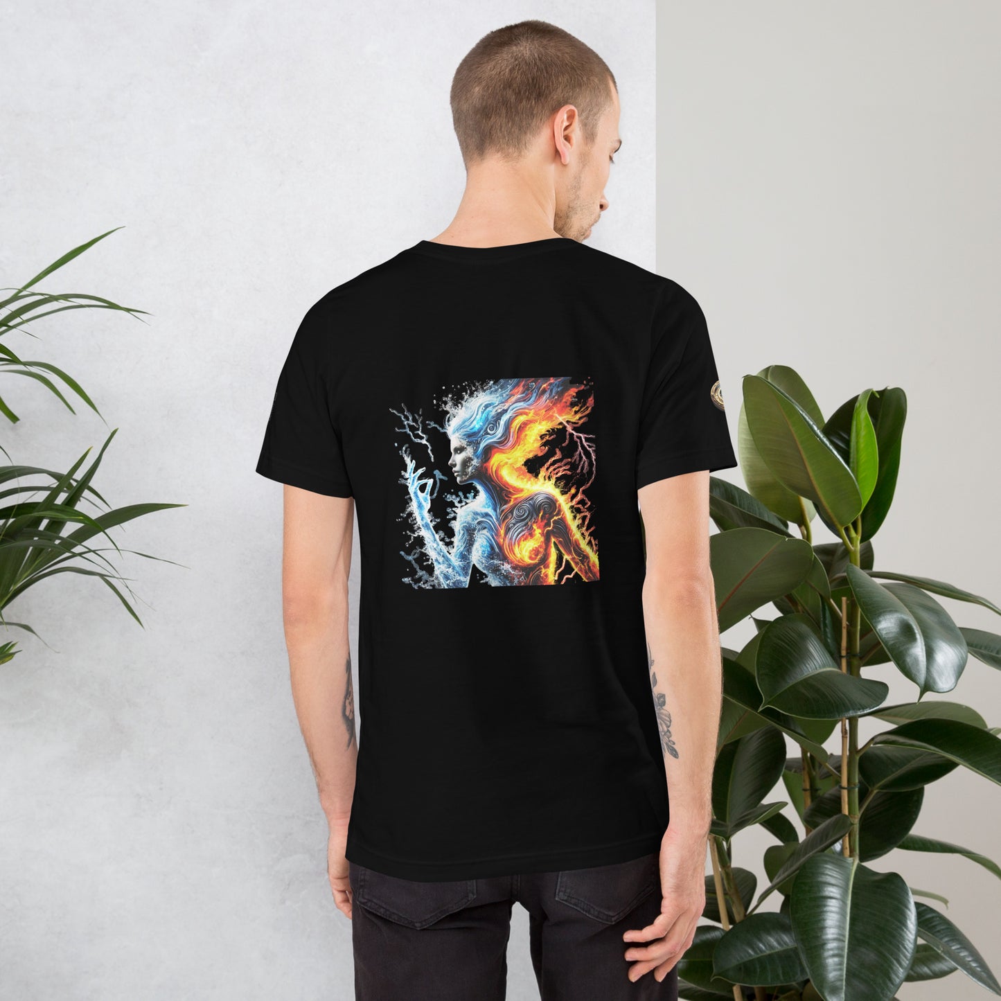 "Elemental Fusion - Fire & Water Warrior T-Shirt"