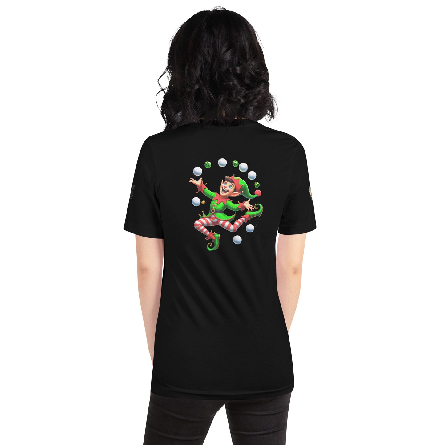 "Jolly Juggler Elf T-Shirt – Whimsical Holiday Delight"