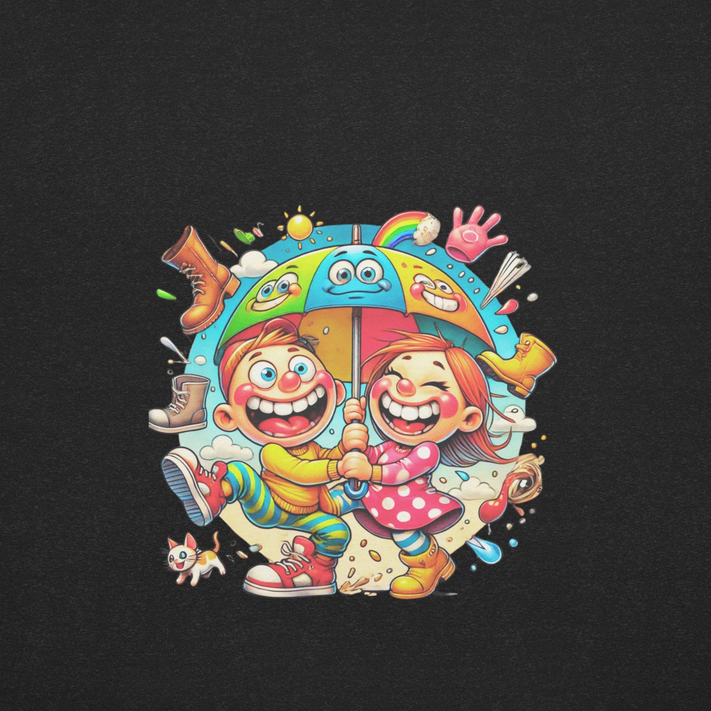 "Umbrella Fun - Joyful Cartoon Adventure Limited Edition T-Shirt"