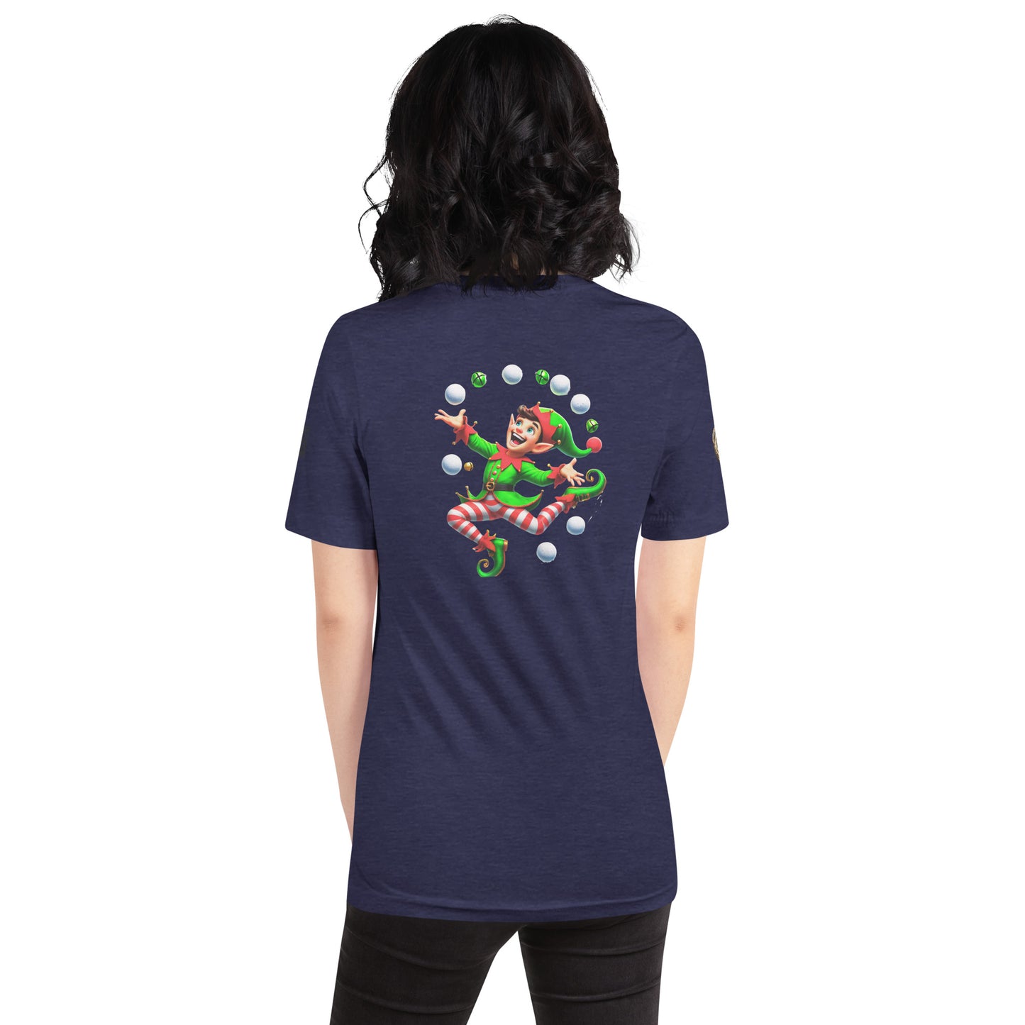 "Jolly Juggler Elf T-Shirt – Whimsical Holiday Delight"