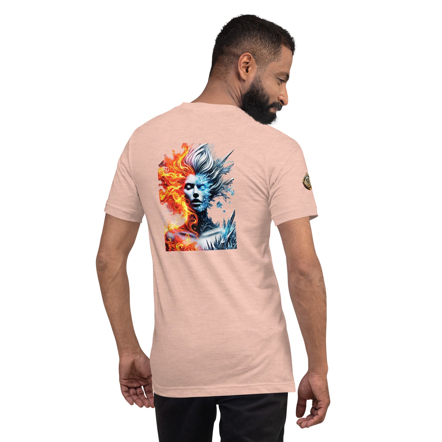 "Fire and Ice – Bold Elemental Fusion T-Shirt"