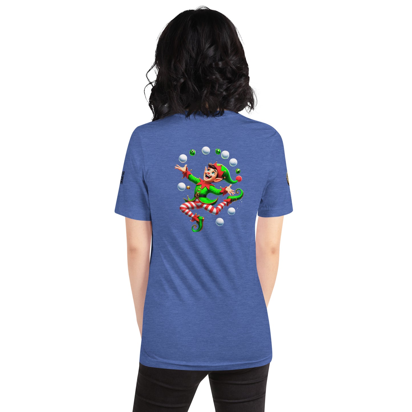 "Jolly Juggler Elf T-Shirt – Whimsical Holiday Delight"