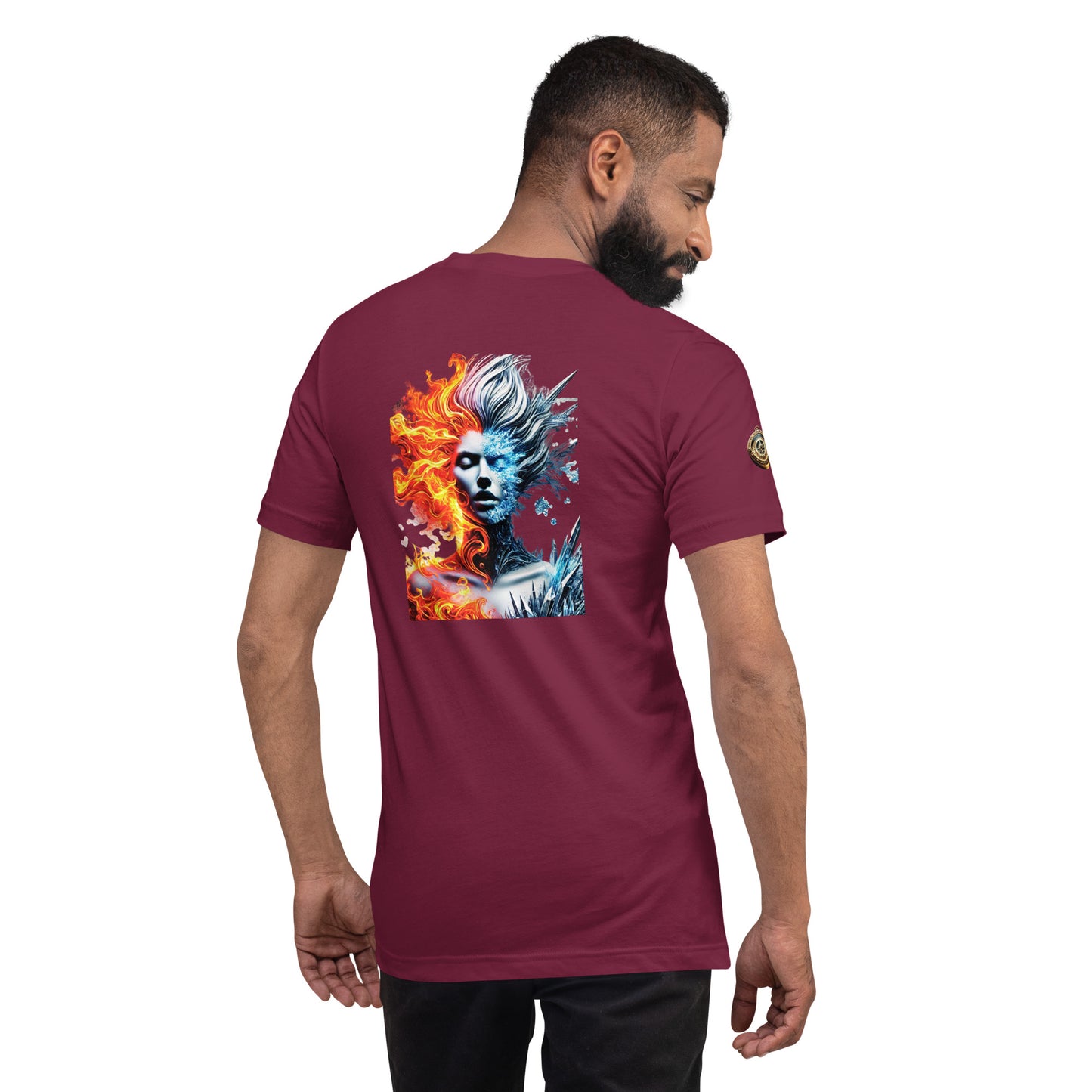 "Fire and Ice – Bold Elemental Fusion T-Shirt"