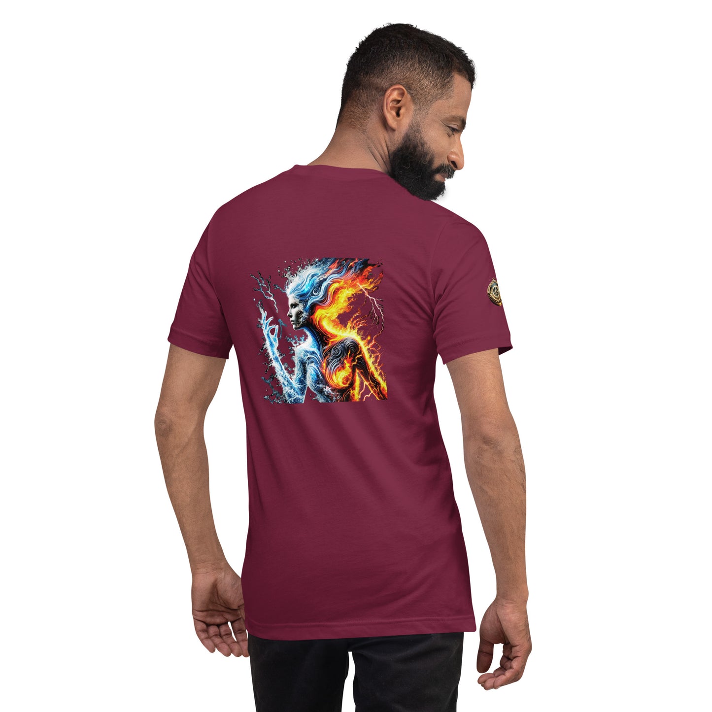 "Elemental Fusion - Fire & Water Warrior T-Shirt"