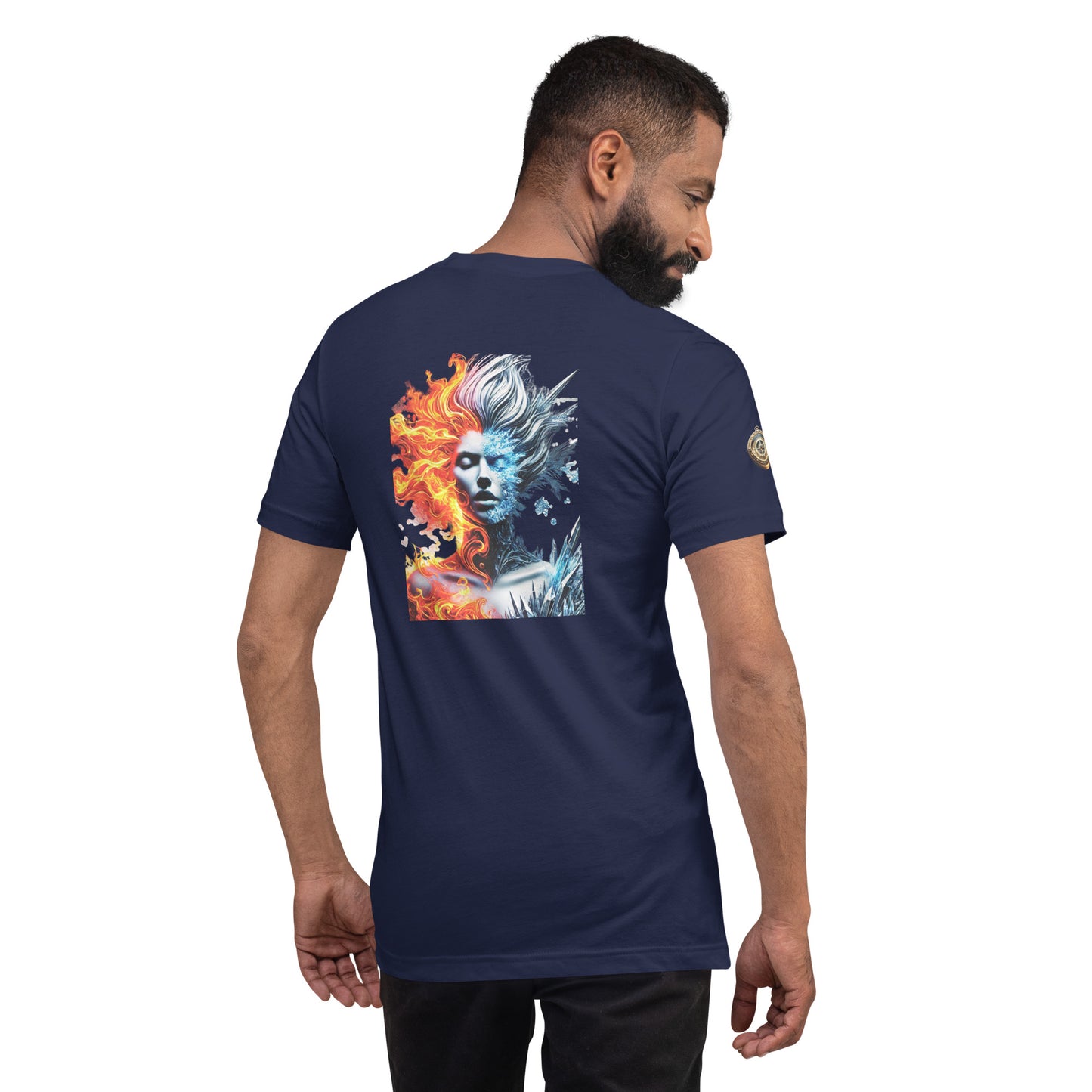 "Fire and Ice – Bold Elemental Fusion T-Shirt"