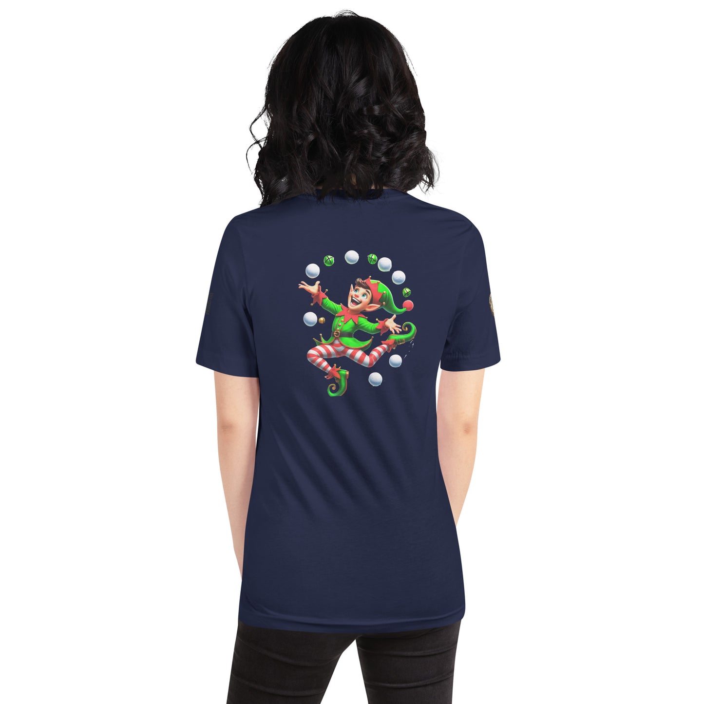 "Jolly Juggler Elf T-Shirt – Whimsical Holiday Delight"