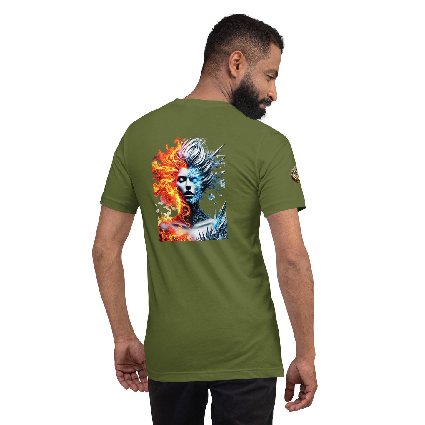 "Fire and Ice – Bold Elemental Fusion T-Shirt"