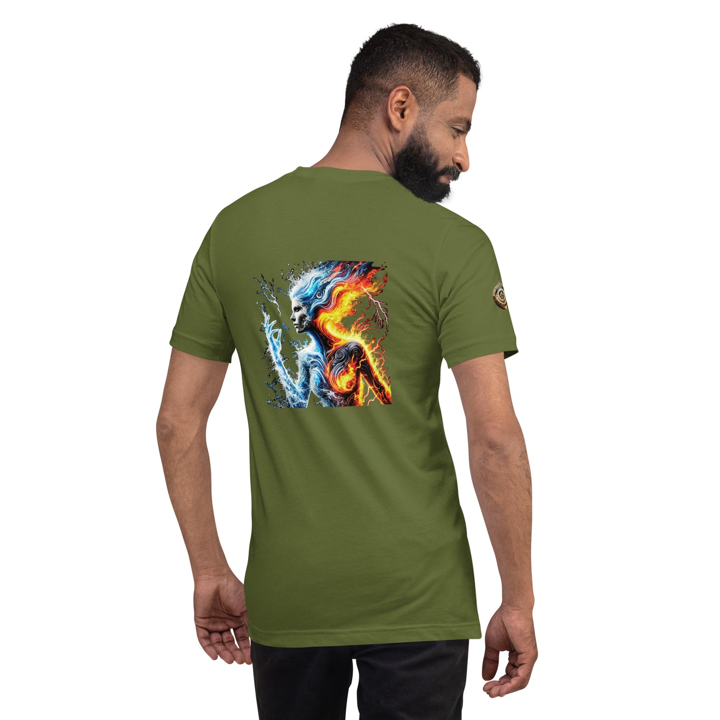 "Elemental Fusion - Fire & Water Warrior T-Shirt"