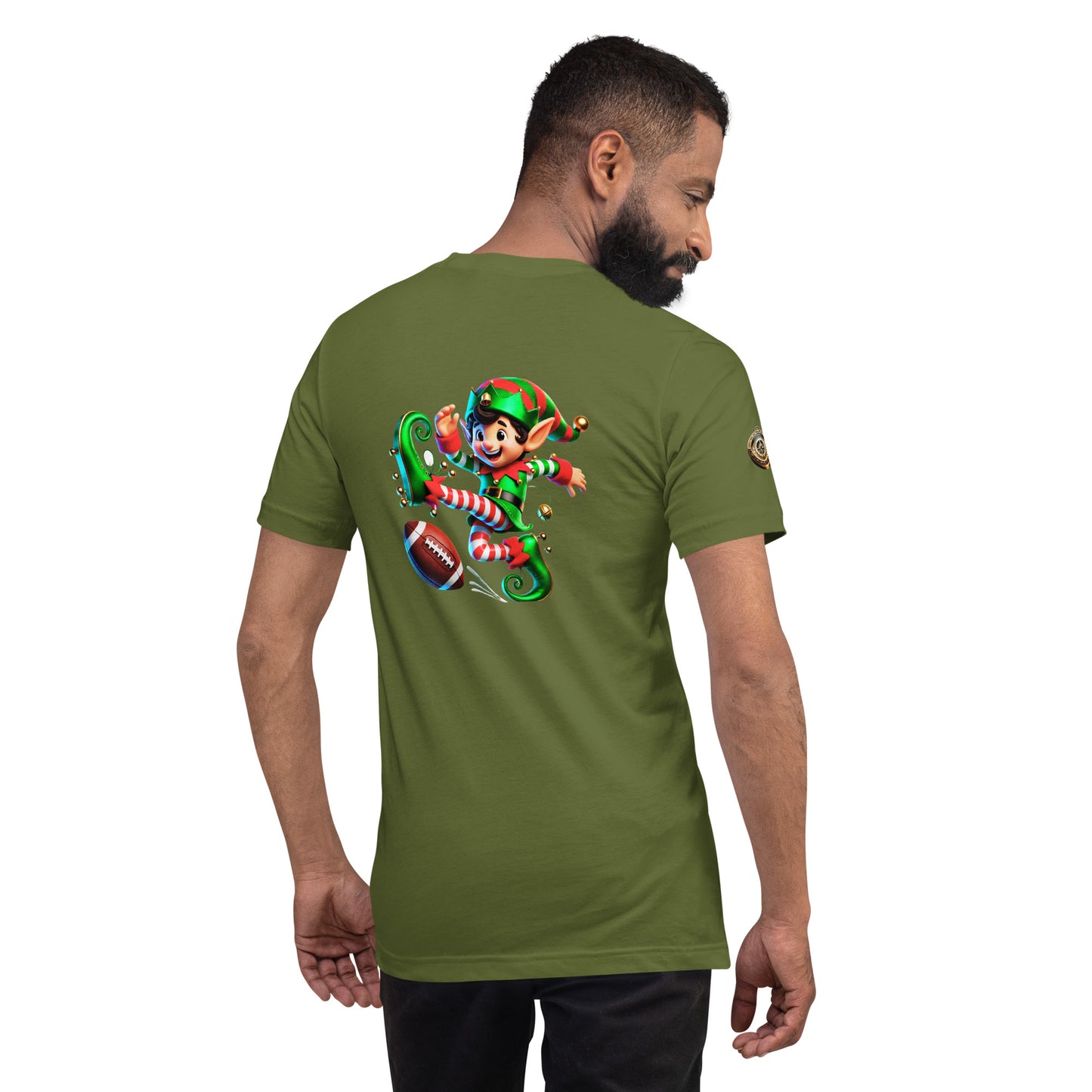 "Elf Touchdown T-Shirt – Score Big this Holiday Season!"