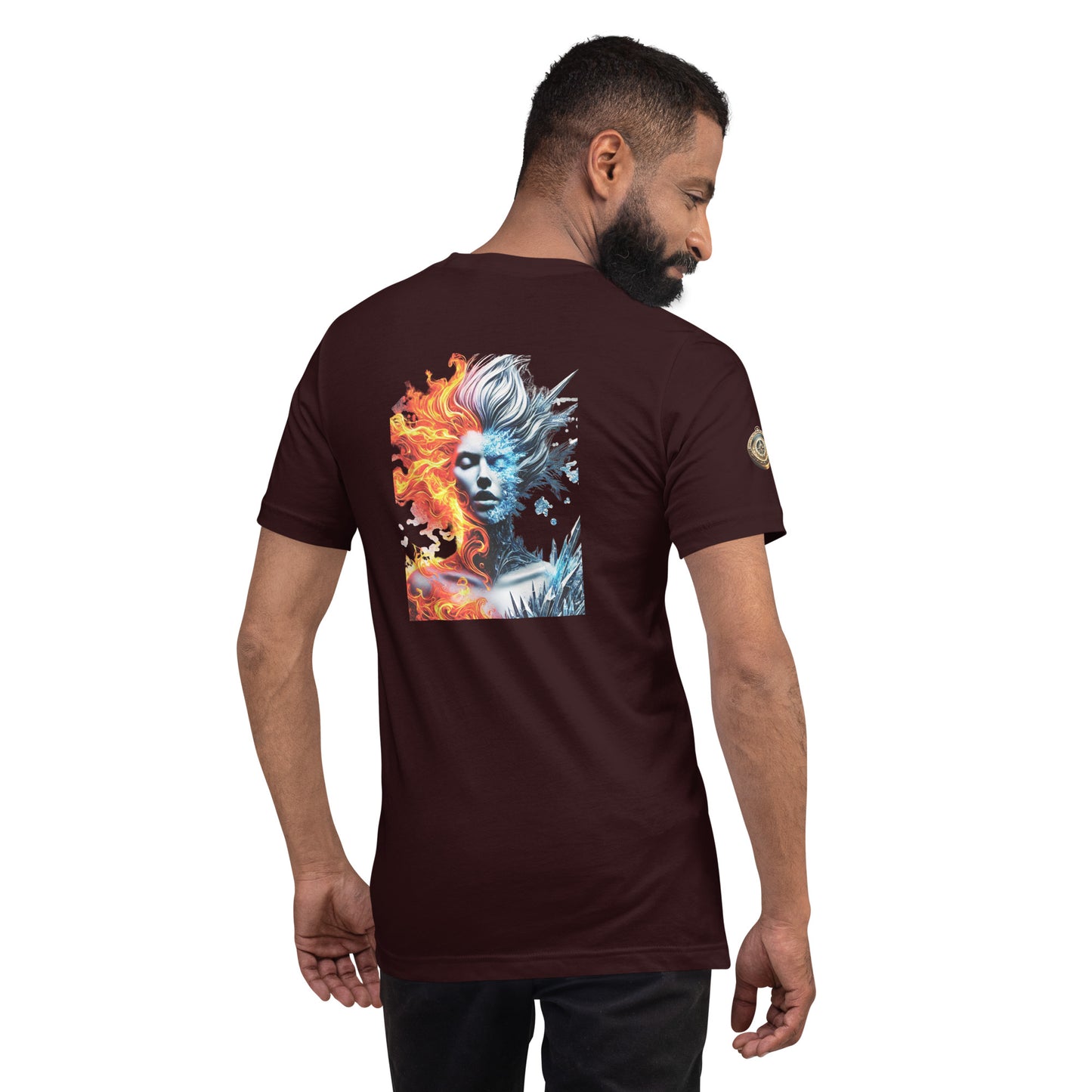 "Fire and Ice – Bold Elemental Fusion T-Shirt"